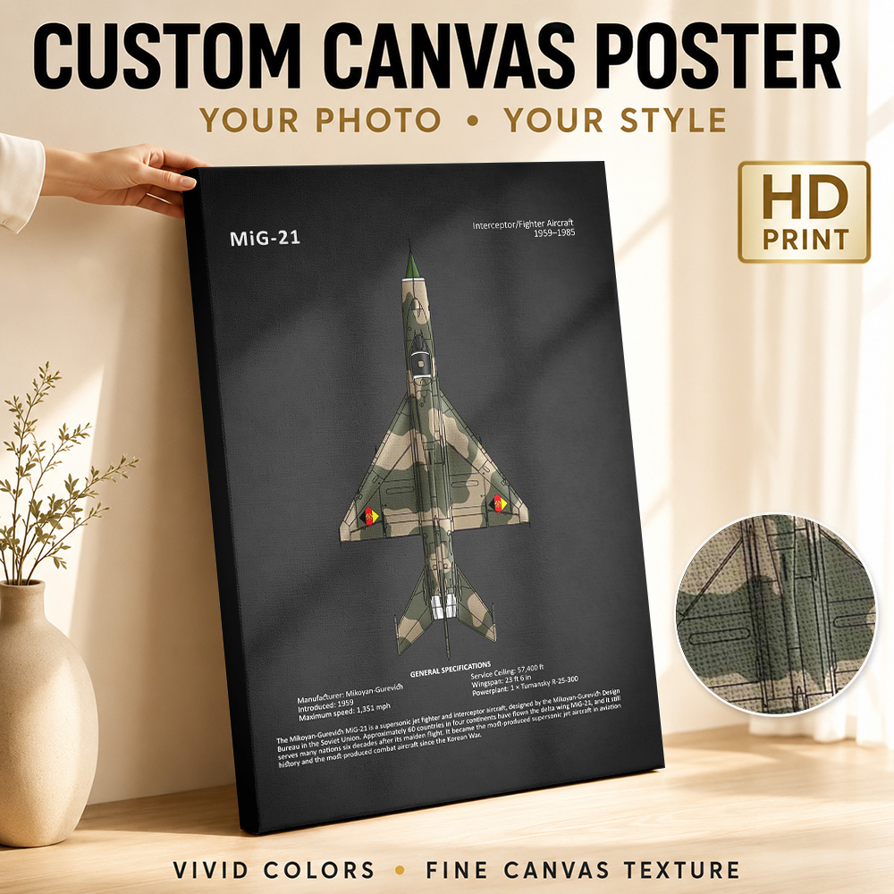 Home Office Layout - MiG21 Fighter Aircraft Gallery Wrapped Canvas