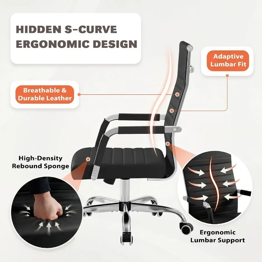 Executive ribbed mid-back PU l - огляд і ціна Ergonomic Office Chair