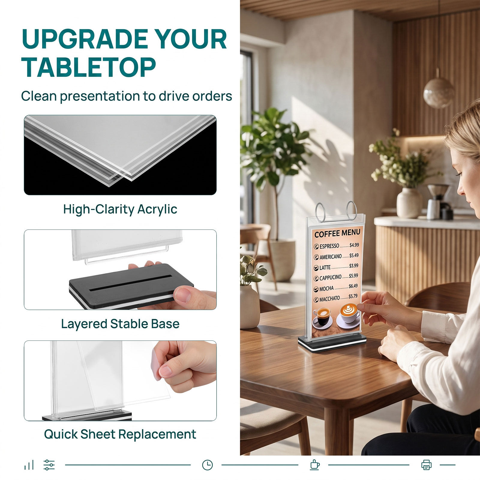2Pcs Flip Display Menu Stand S - огляд і ціна Document Holder Stand